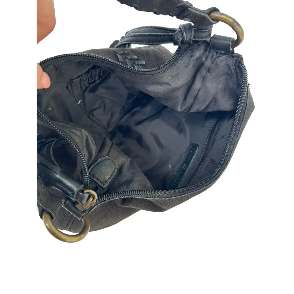 Tommy Hilfiger Y2K Black Suede Hobo Bag Tassel Studded Braided Strap Vintage